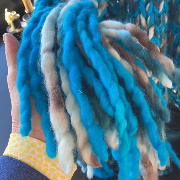 HAND CRAFTED Luxury Chunky scarf wool double stand 120”x10”Malabrigio Rasta Yarn - Picture 12 of 17